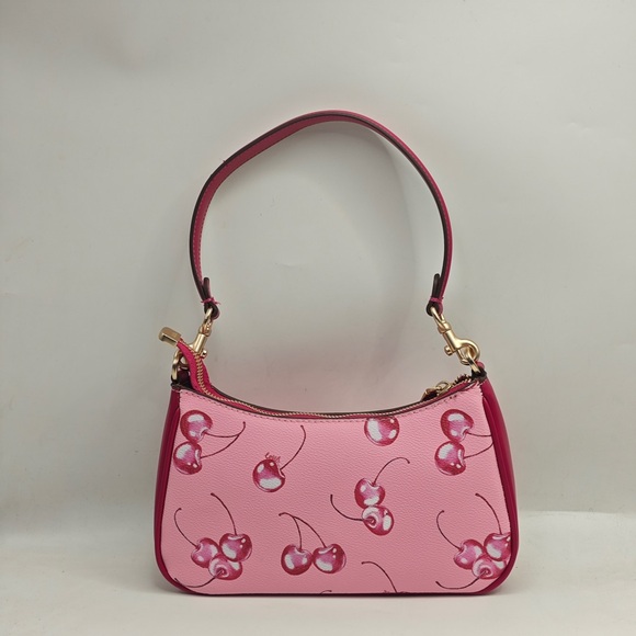 COACH Pink Cherry Print Shoulder Bag with Gold Hardware - Picture 2 of 8
